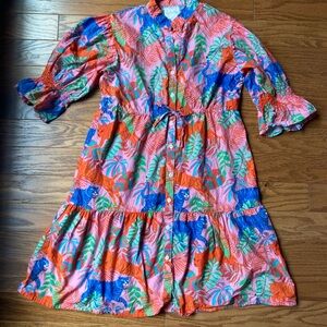 Marigōld Dress by Victoria Dunn Palm Leaf and Leopard Dress-Size M